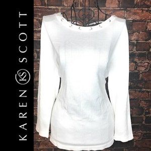 Karen Scott Grommet-Trimmed Keyhole Tunic